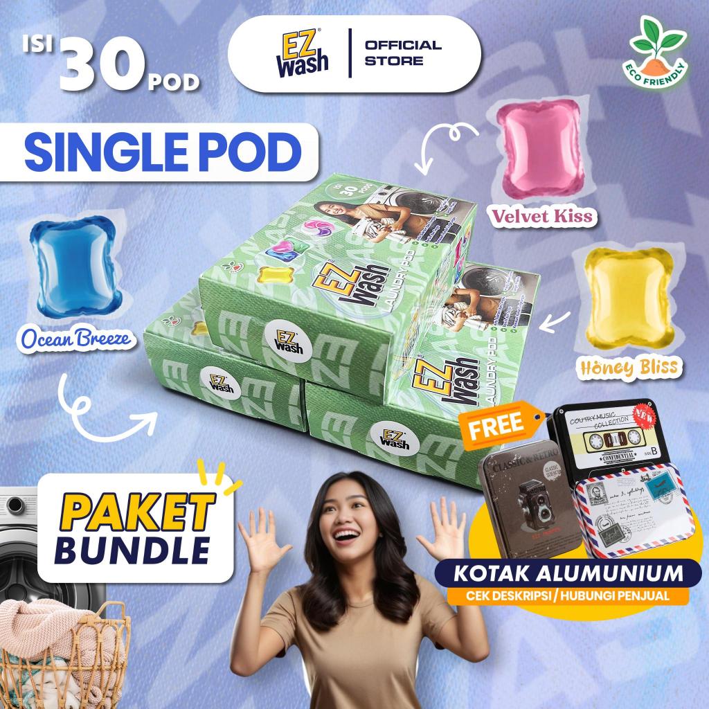 [ PROMO 3 BOX SINGLE 30 Pods ] EZWash Laundry Pod Single Chamber Liquid Detergent Gel Capsule EZ Was
