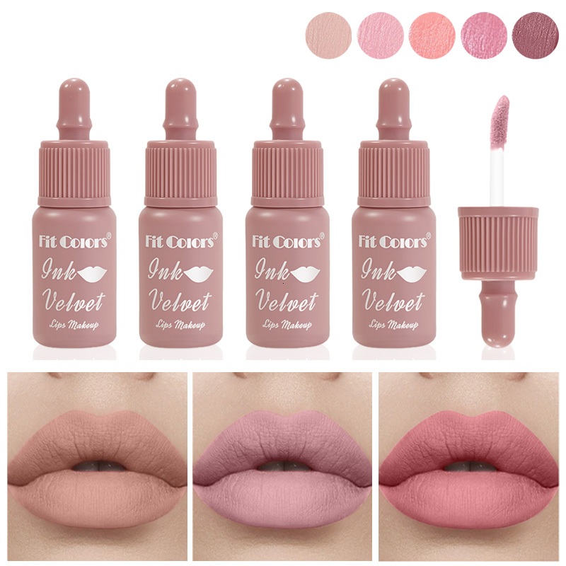 Matte Lipstik Warna Netral Lip Glaze Velvet Waterproof Lip Gloss Tahan Air Tahan Lama / Lip Tint Lip