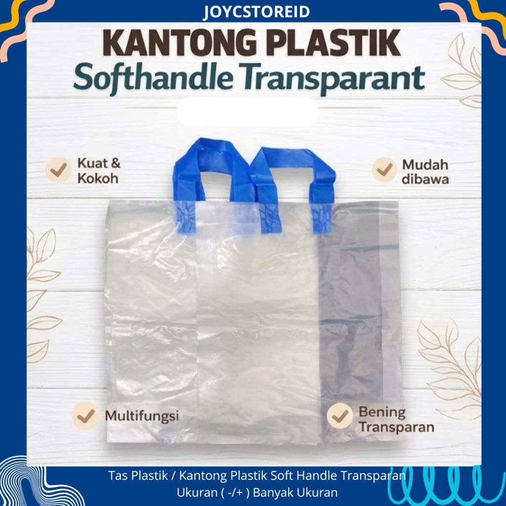 Tas Plastik Soft Handle Transparan 50 Lembar | Tas Kantong Plastik Transparan