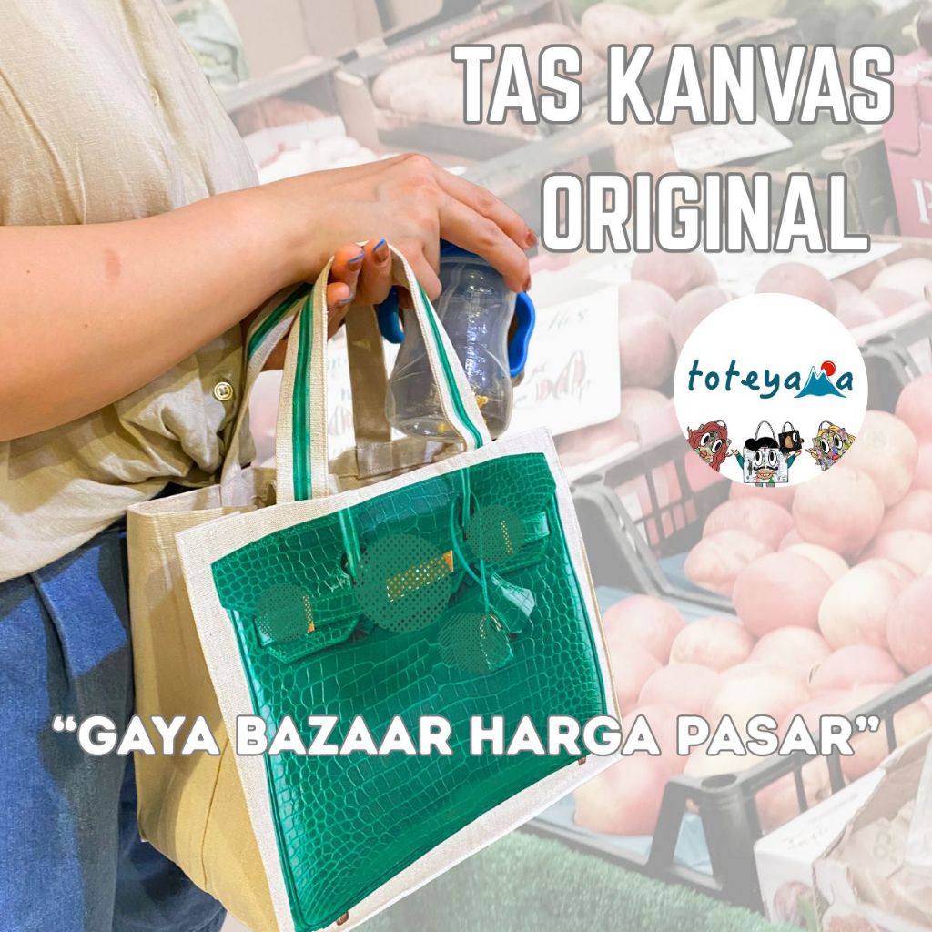 Tas Toteyama TB59 , Tas Jalan Kecil Wanita Kanvas Keliatan Mevvah / Tas Jalan Sablon