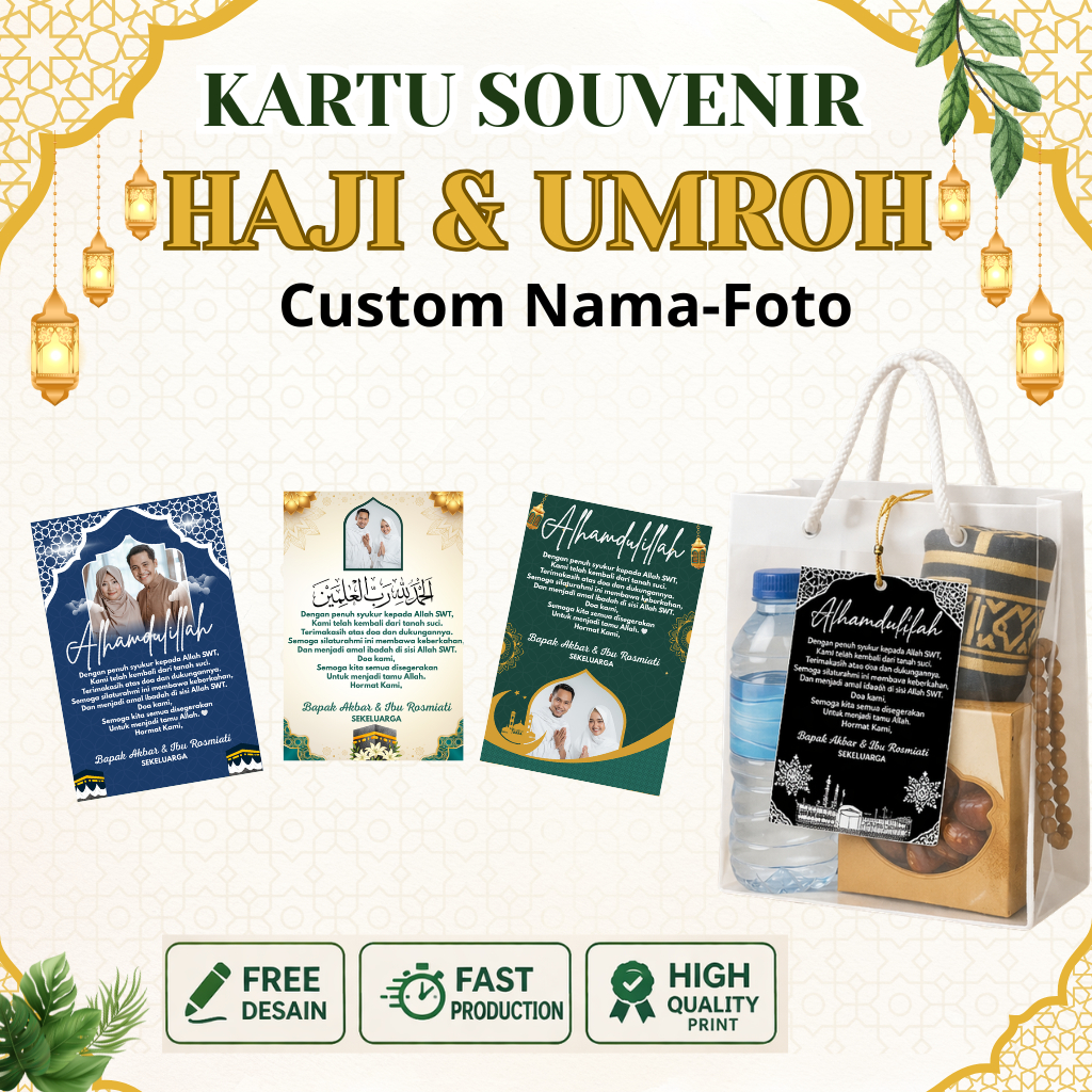 (PAKET 50 PCS) KARTU/STIKER Ucapan Umrah Haji dan Umroh