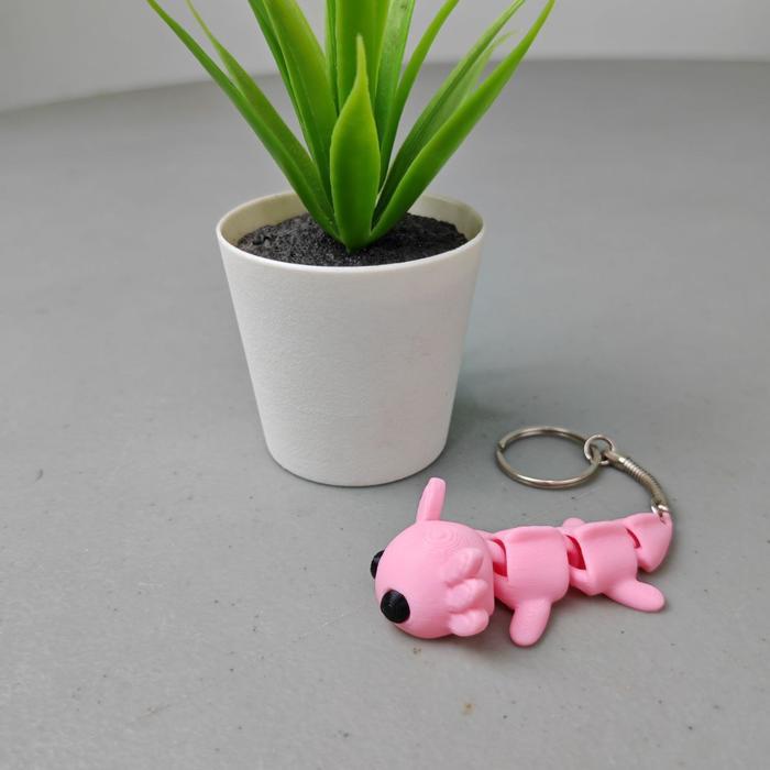 Gantungan Kunci Lucu Mini Axolotl Flexi Unik Axolotl Keychain 3D