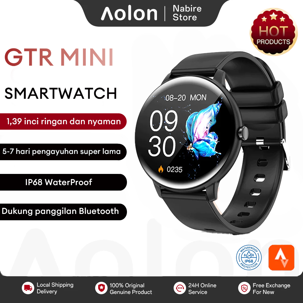 Aolon GTR Mini Smartwatch Pria Wanita Support Call Game Multi-Sport Mode Jam Tangan Pintar Smartwatc