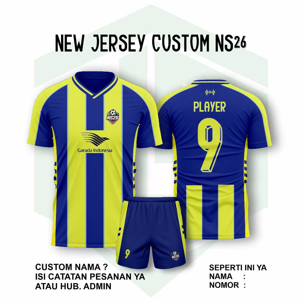JERSEY BOLA BISA SATUAN JERSEY FUTSAL BIRU KUNING FULL PRINTING GRATIS COSTUM LOGO NAMA NOMOR DAN SP