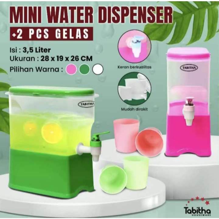 DISPENSER KULKAS 3,5L MINI WATER DISPENSER TABITHA DISPENSER AIR PANAS DAN DINGIN WADAH ES BUAH + 2 