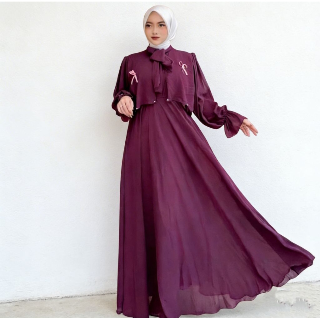 NAGITA gamis by Daily,ukthi,gaun, Lebaran, bahan, crinkel, Airflow. gamis, Pita, mewah