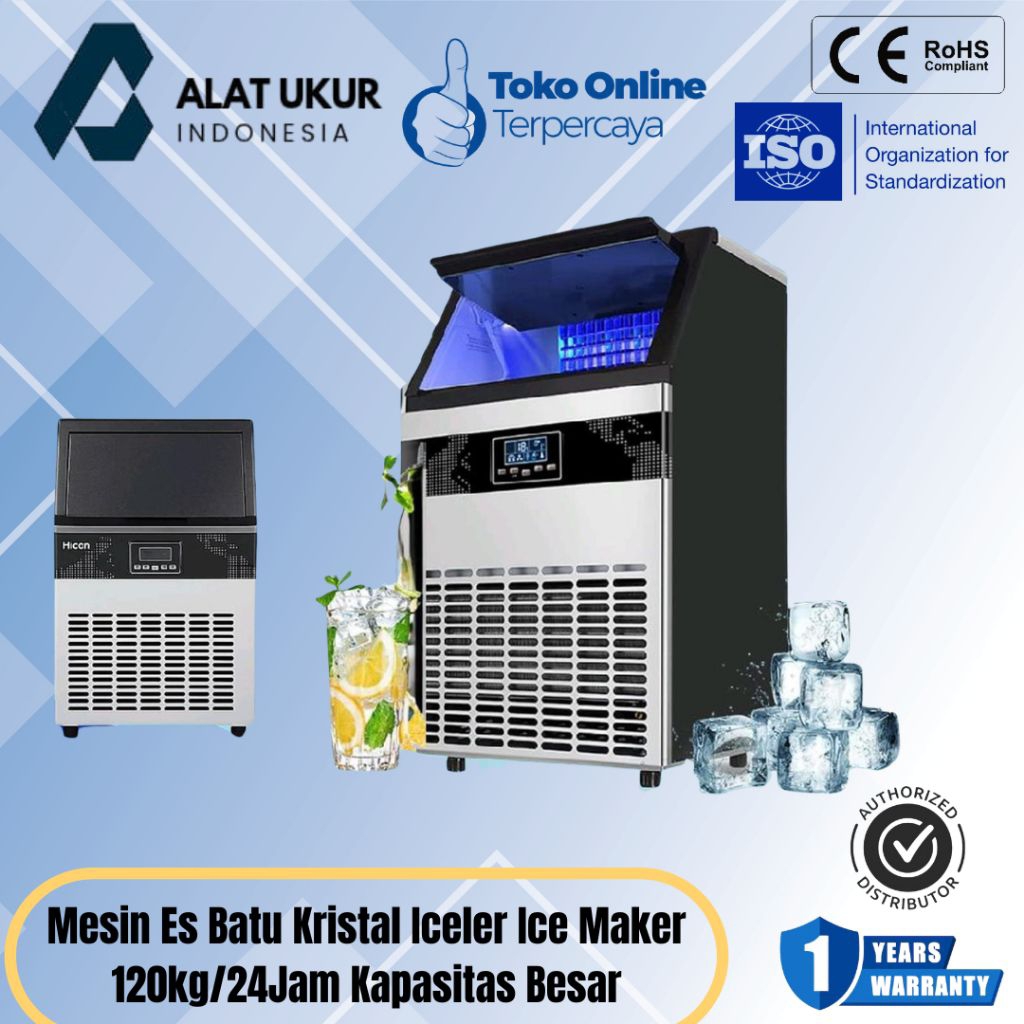 Mesin Es Batu Kristal Iceler Ice Maker 120kg/24Jam Kapasitas Besar