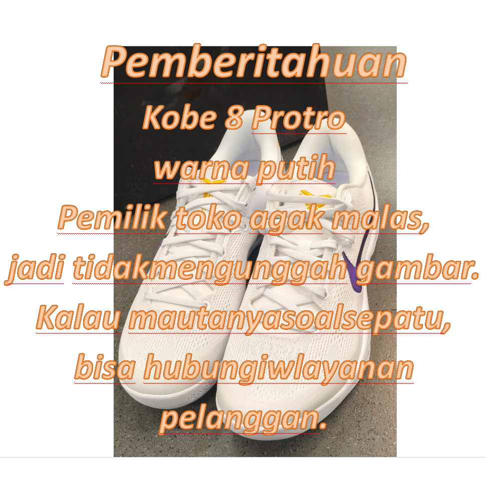 Nike Kobe 8 Protro modis serbaguna peredam kejut sepatu basket low cut unisex warna putih