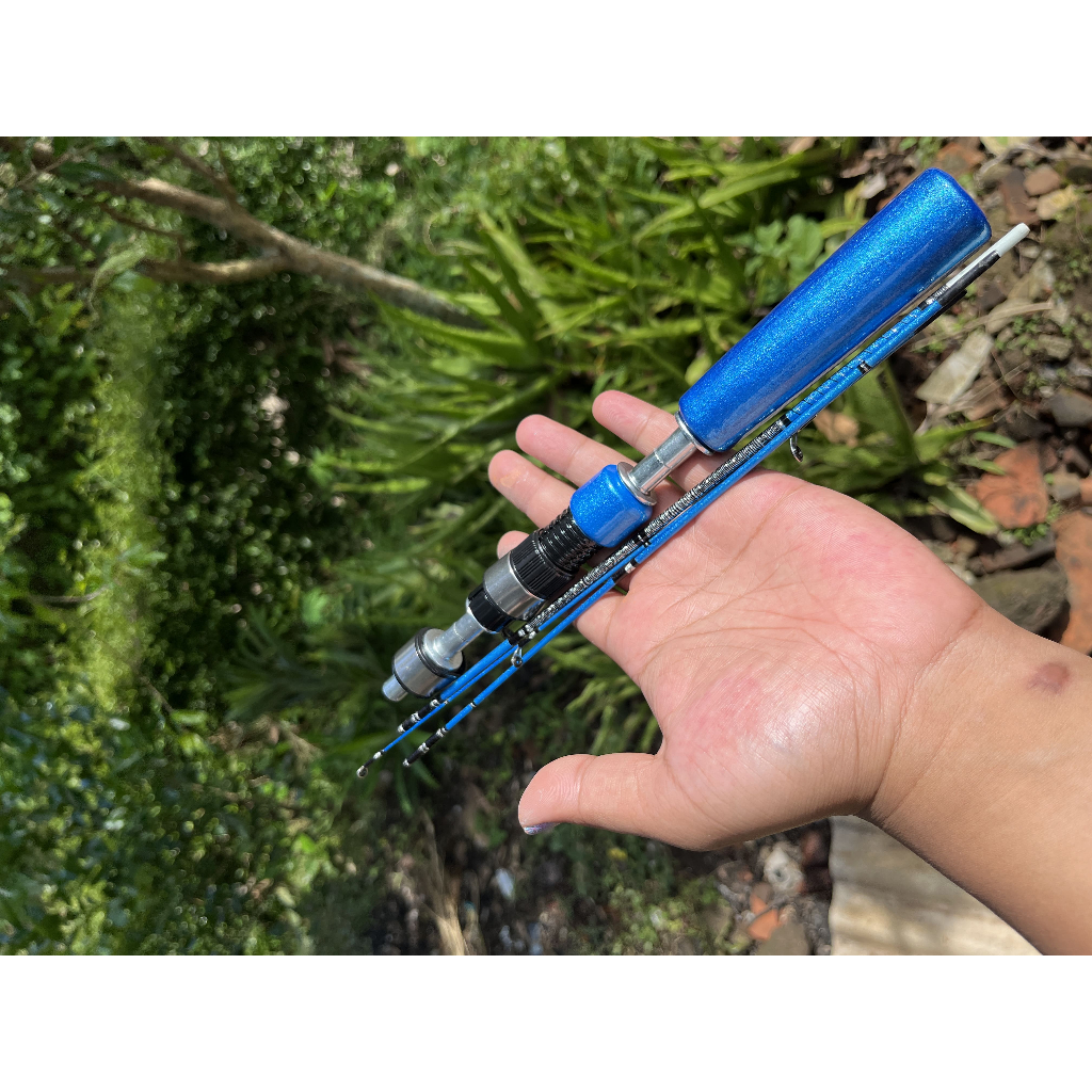 Joran wader/udang super lentur 100cm sambung 4bagian (bluemetalic)
