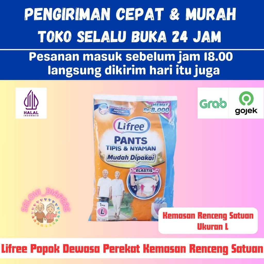 Lifree Pampers Dewasa Ukuran L Model Celana Tipis dan Nyaman