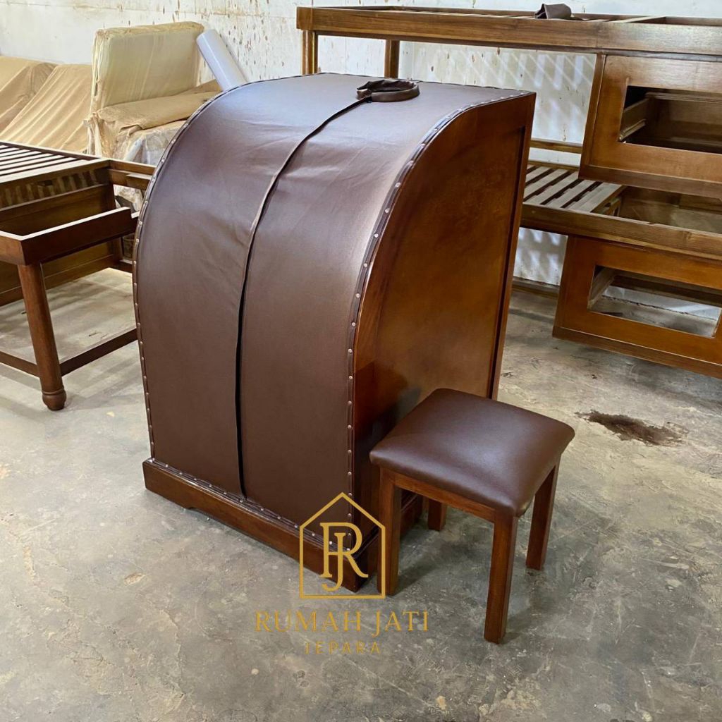 SteamBoxSaunaKayuJatiBoxSaunaPortableCustomKursiTerapis