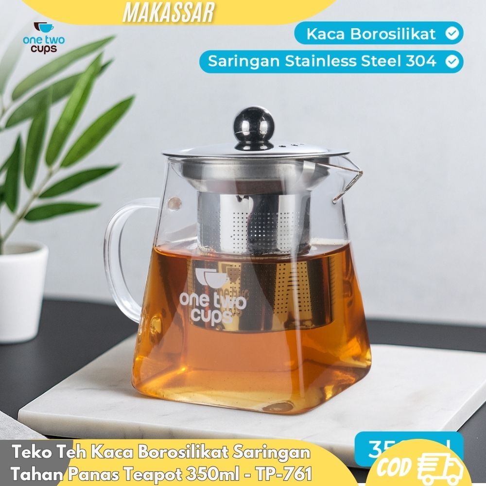 Teko Teh Kaca Borosilikat Saringan Tahan Panas Teapot 350ml - TP-761