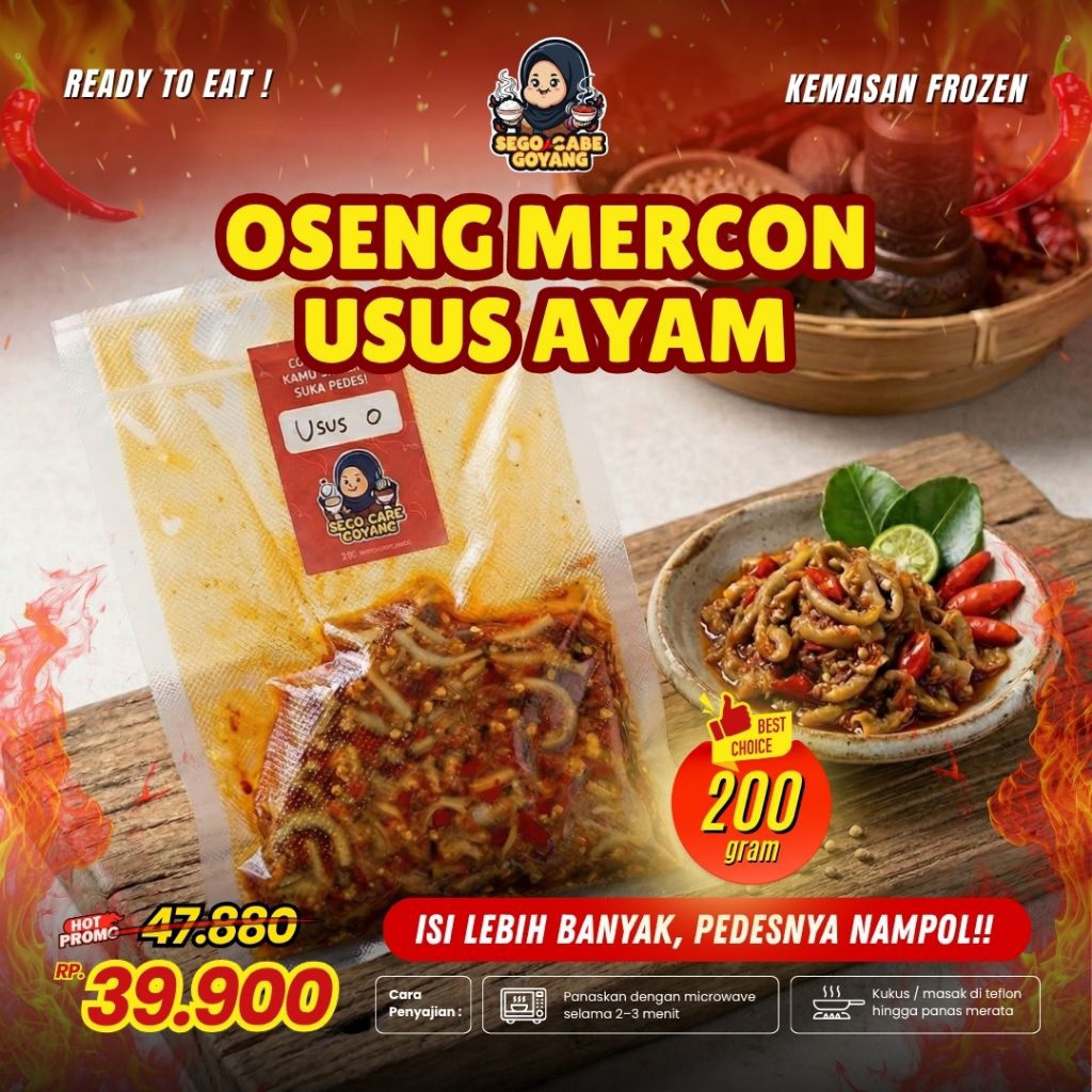 Usus Ayam Mercon Frozen 200gr | Oseng Usus Pedas Siap Makan | Usus Ayam Pedas Gurih | Frozen Food La