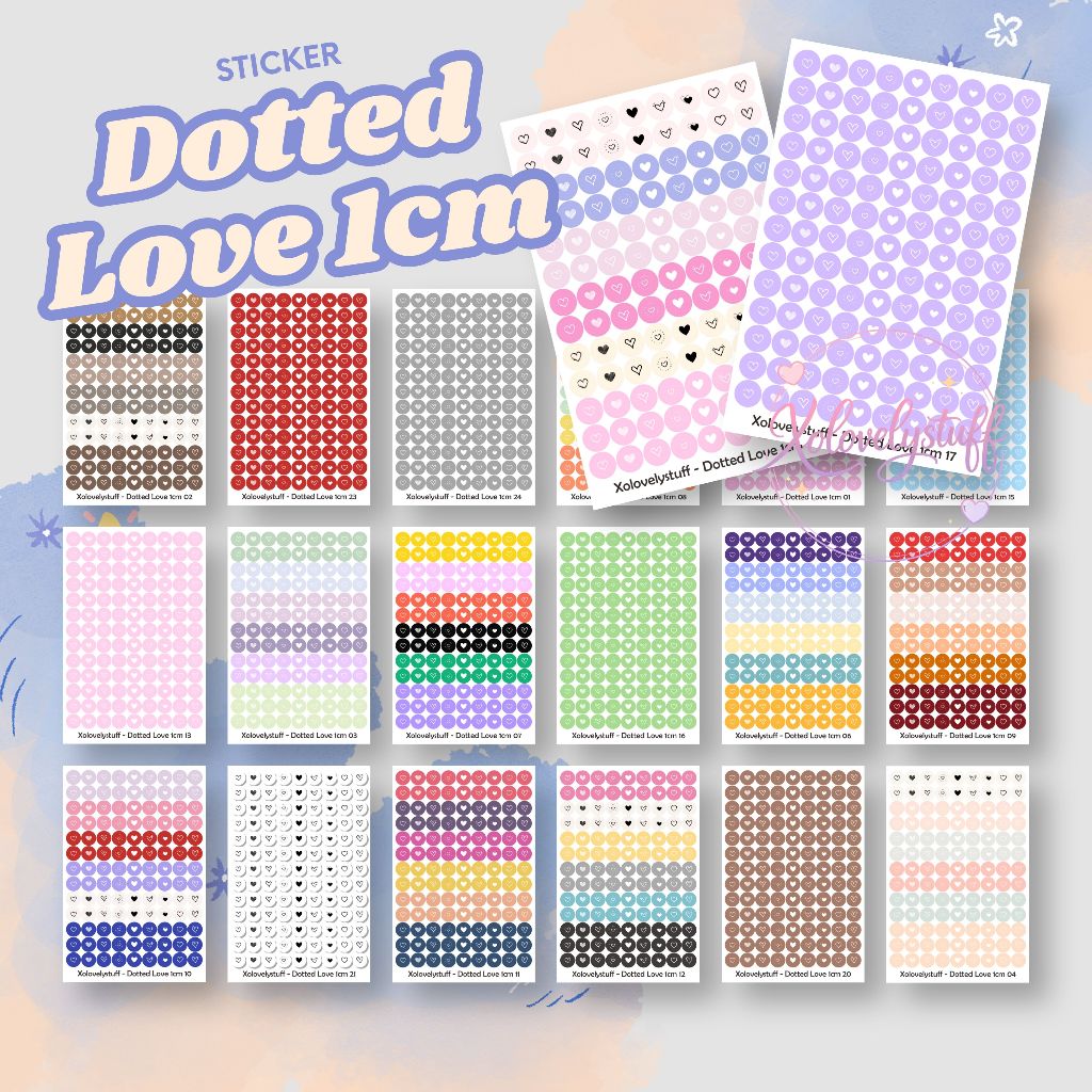 Sticker Journal Dotted Love Variasi / Stiker Jurnal / Sticker Aesthetic / Stiker Estetik Love