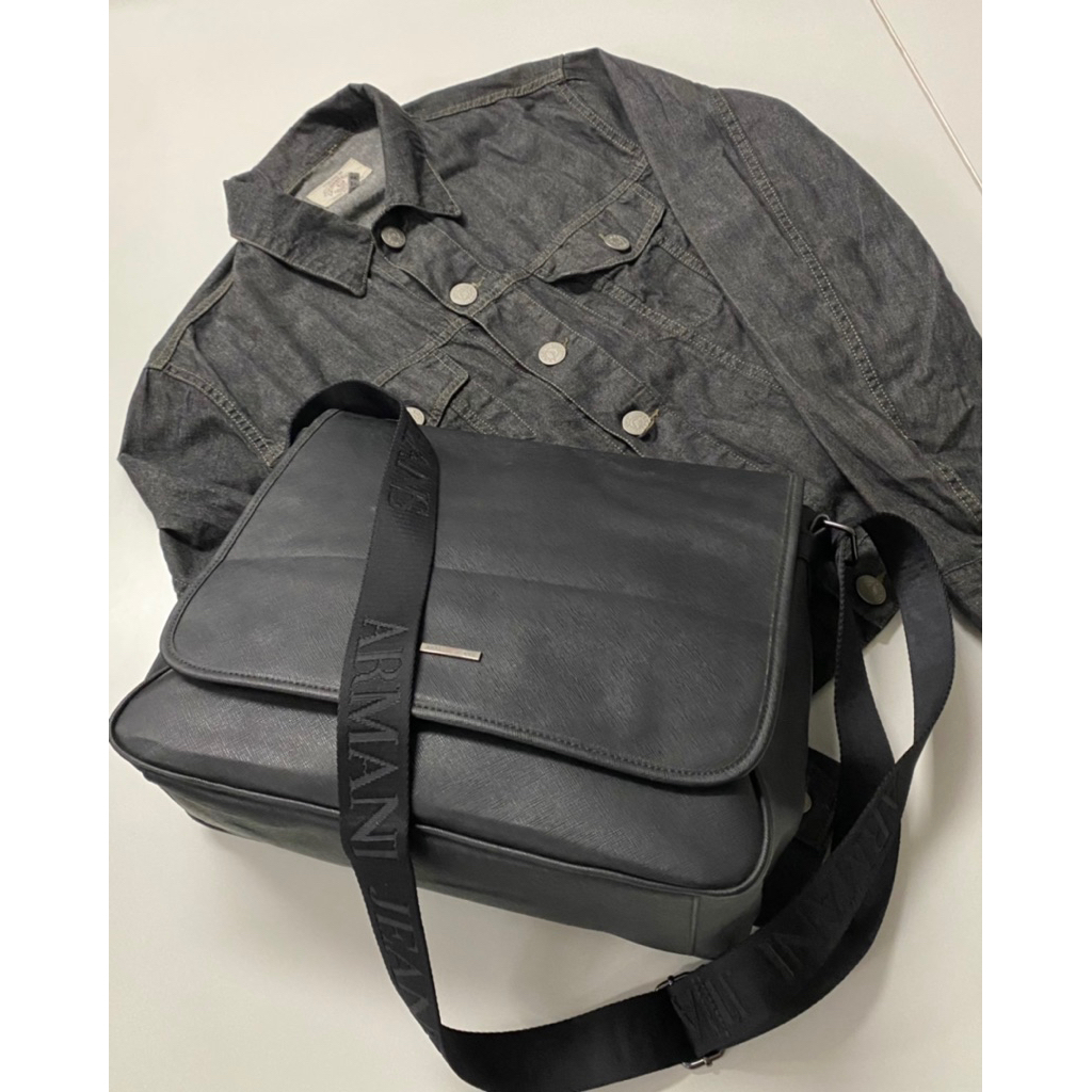 ARMANI EXCHANGE MESSENGER BAG AND TRUCKER JACKET