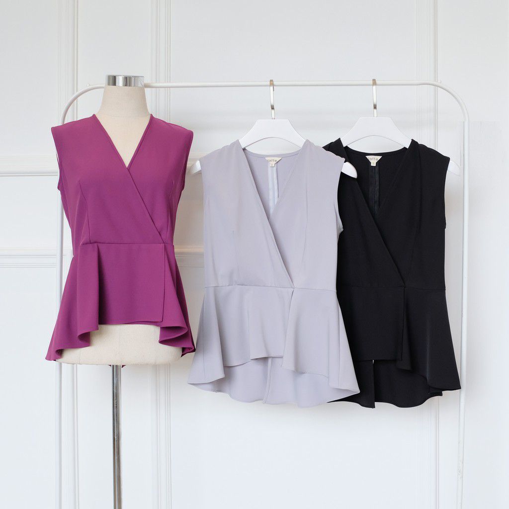 LunaFawn — Morgan Peplum Blouse | Peplum Top Wanita | Atasan Wanita | Baju Cewe | Sleeveless Top | S