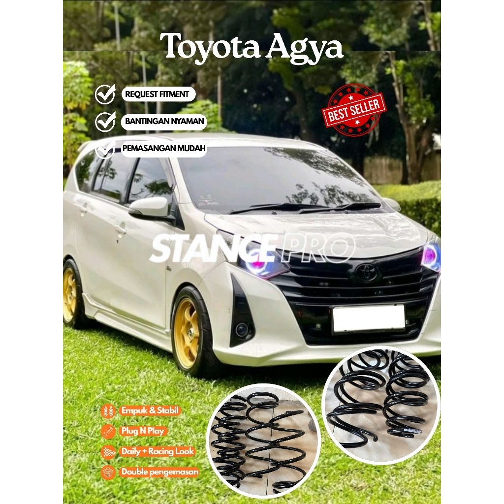 Per Ceper Loweringkit Custom Toyota Agya/Ayla/Calya/Sigra Per Custom Ceper Nyaman Untuk Harian Anti 