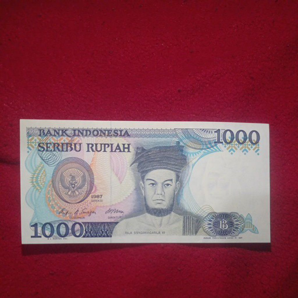 uang kertas kuno 1000 Sisinga kondisi Gress baru