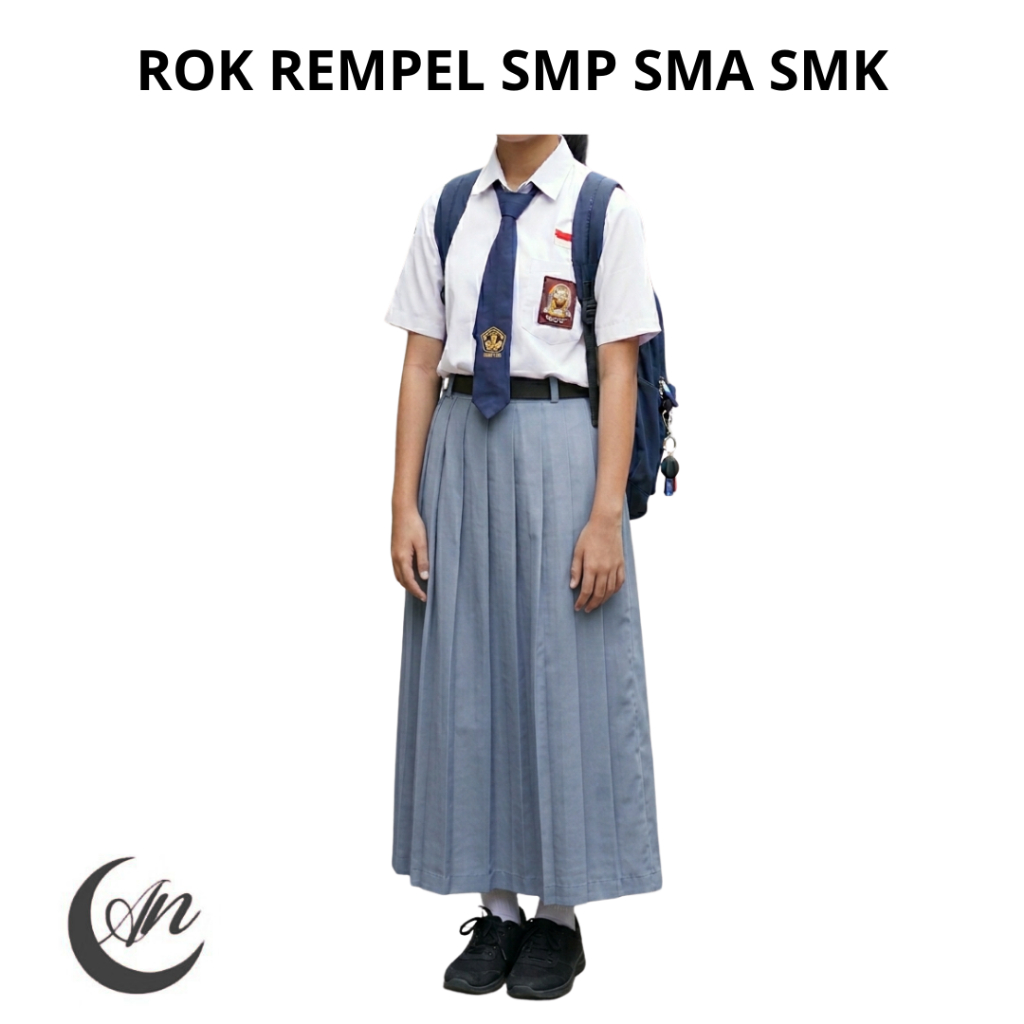 Seragam Sekolah Rok Rempel Abu SMA Panjang Model Kekinian Trendy