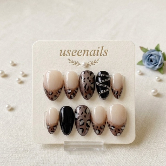 Kuku Palsu 3D Press On Nails Motif Leopard Elegan / Fake Nails / Nail Art Leopard