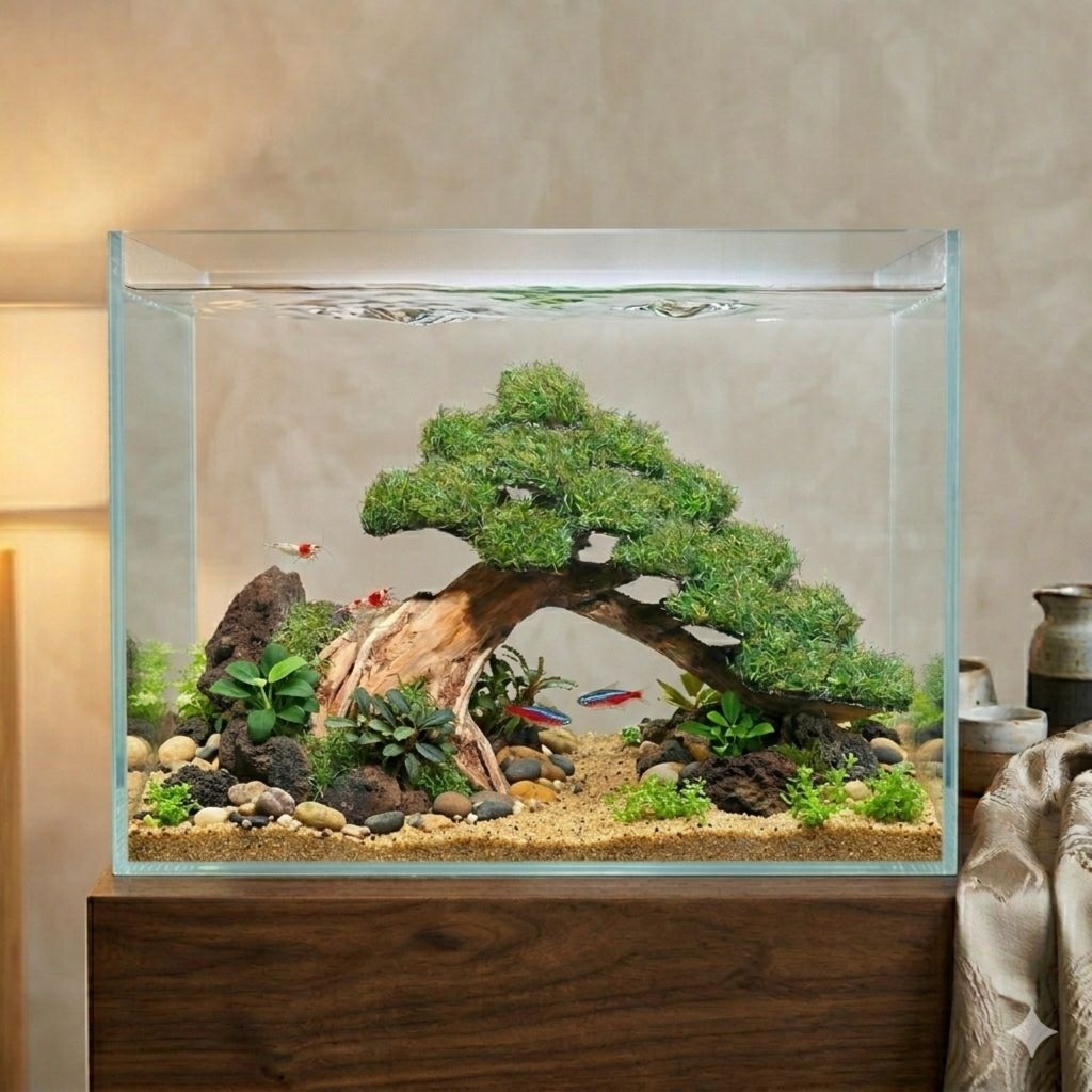 bonsai aquascape sintetis miring batu