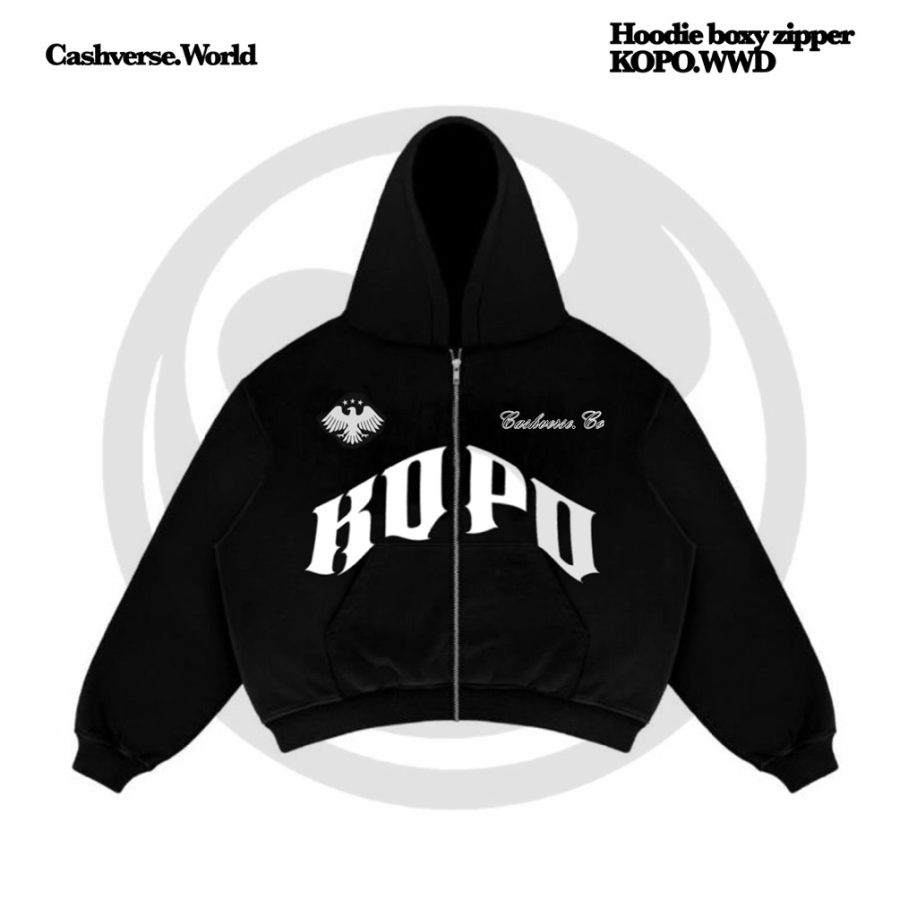 Zipper Boxy Kopo 320GSM BLACK