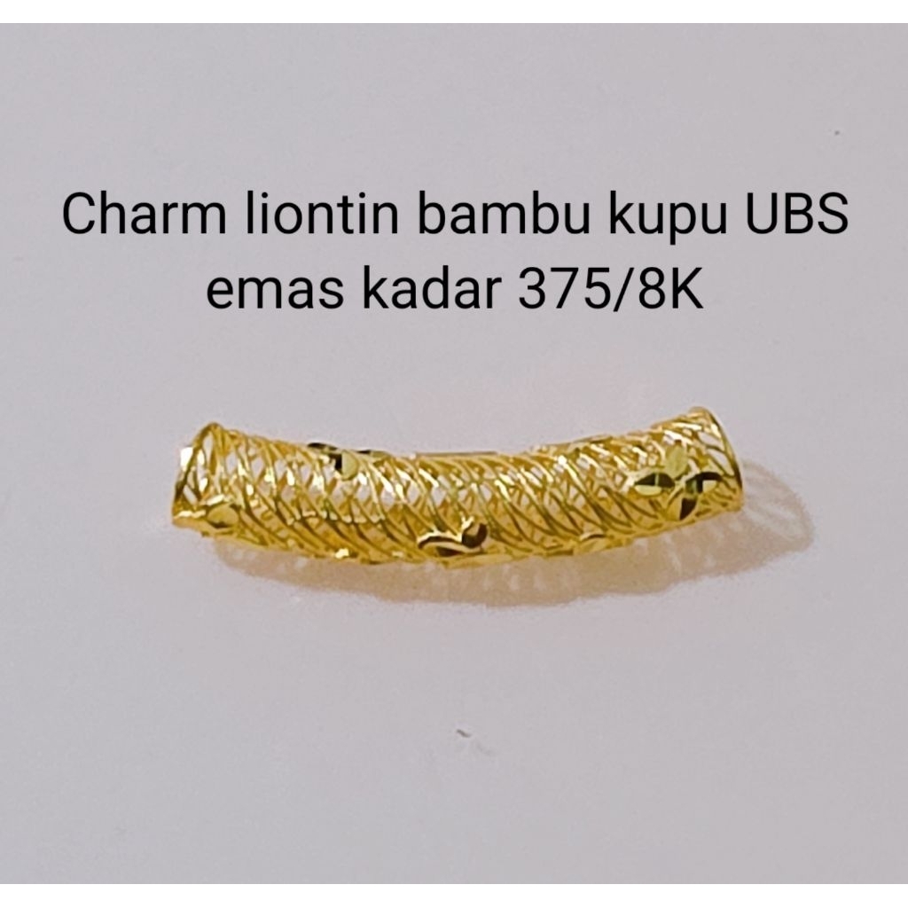 Charm liontin emas bambu kupu U B S kadar 375/8K