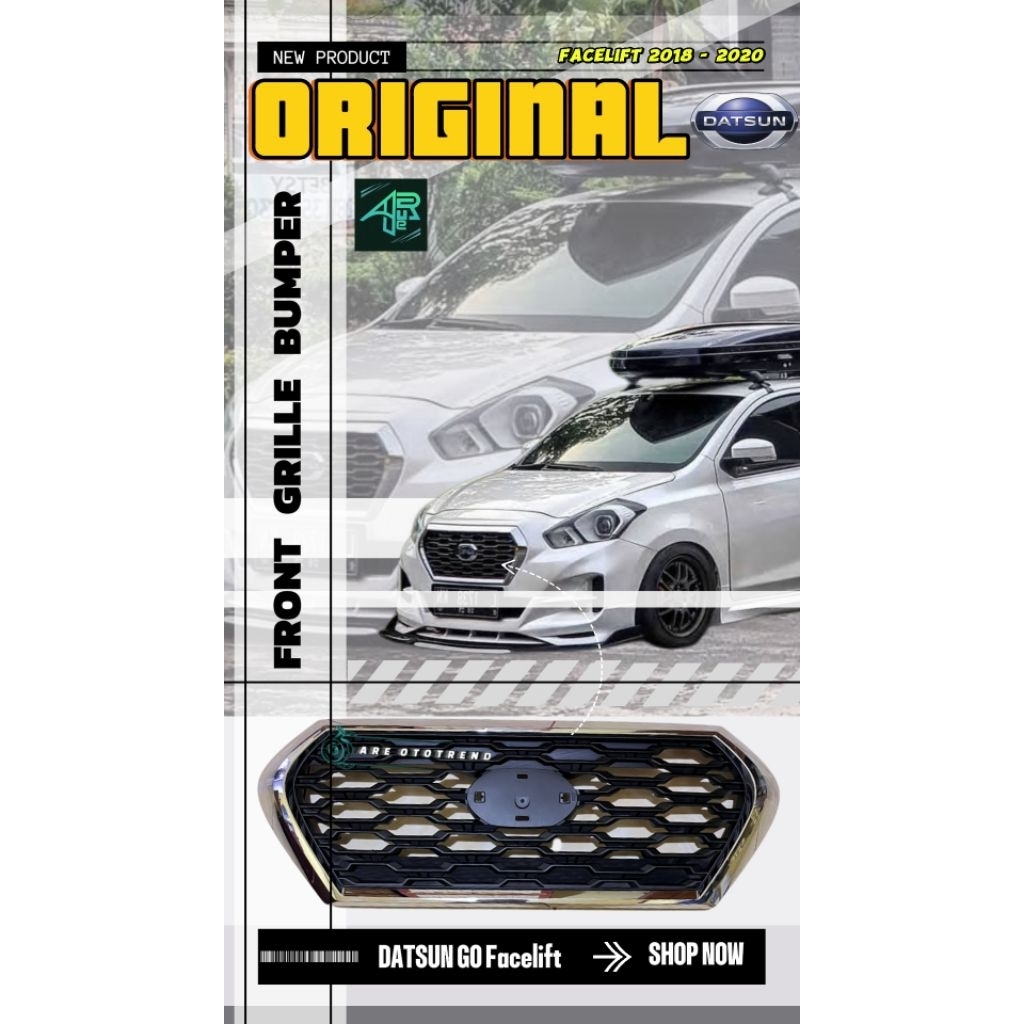 ORIGINAL Front Grille Bumper grill rambang gril logo depan New Datsun Go + Facelift Go+ panca Gen 2 
