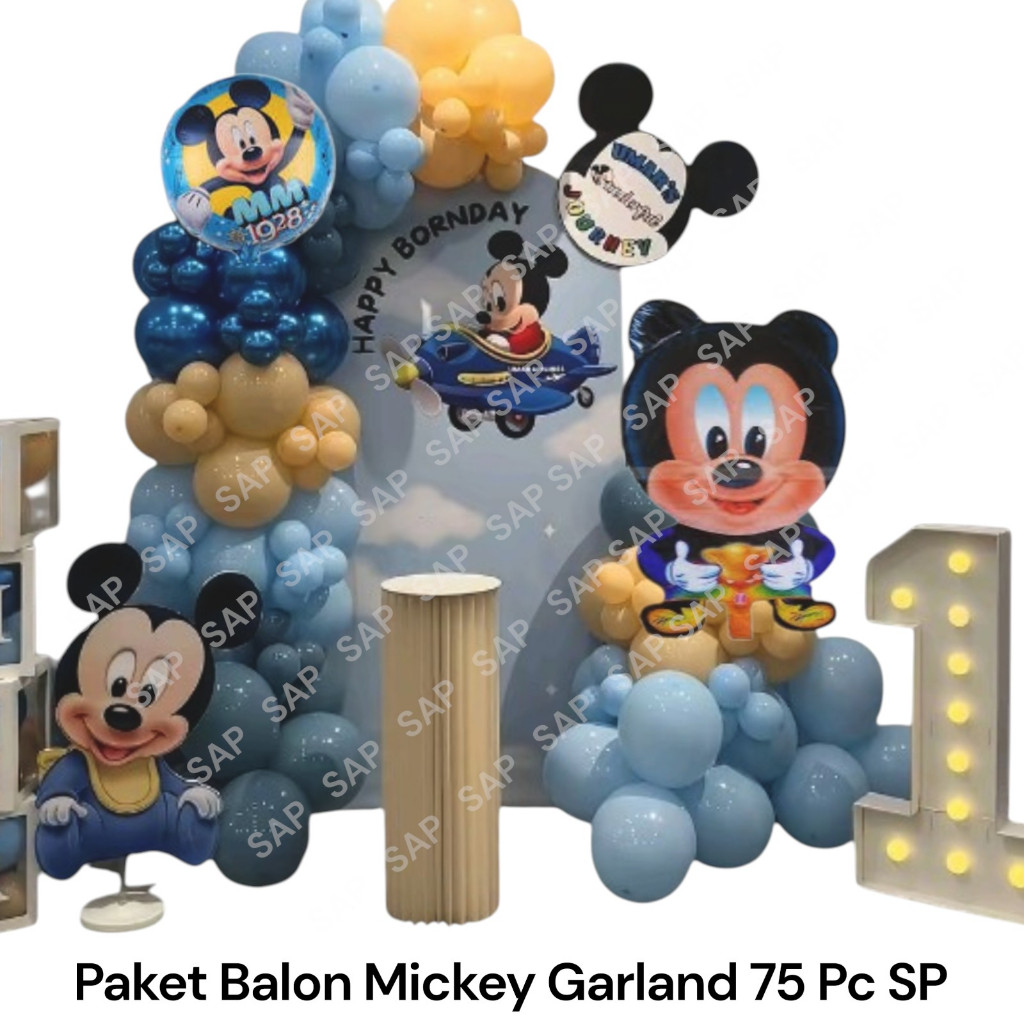 Paket Balon MICKEY GARLAND 75 PC SP / Dekorasi Balon Ulang Tahun Mickey Minnie