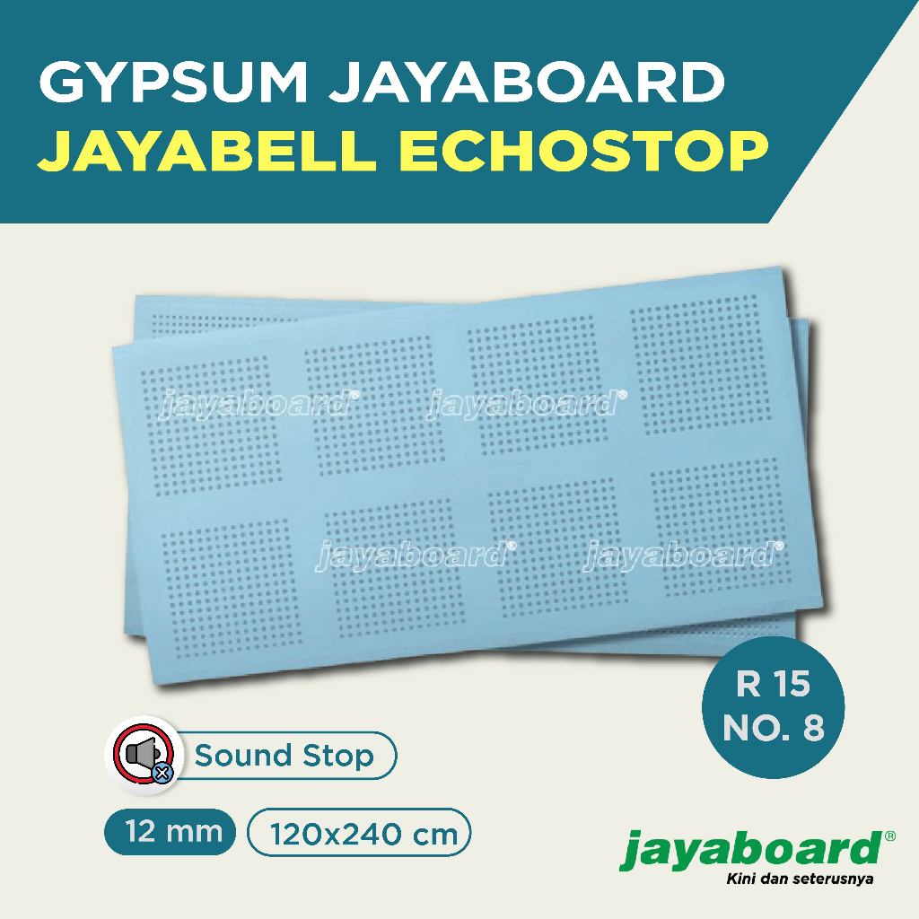 Gypsum Echostop Jayabell Jayaboard 12mm 120x240cm R15 No.1 No.8  Plafon Rumah Perforasi