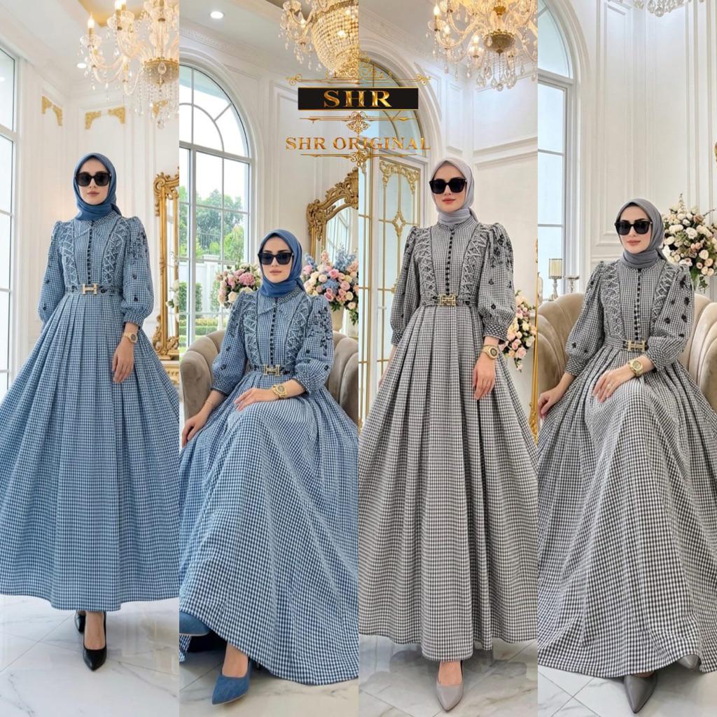 SHR NEWMAXI DRESS KATUN DINDAKU SAYANG BY SHR BAJU LEBARAN SIAP KIRIM LANGSUNG