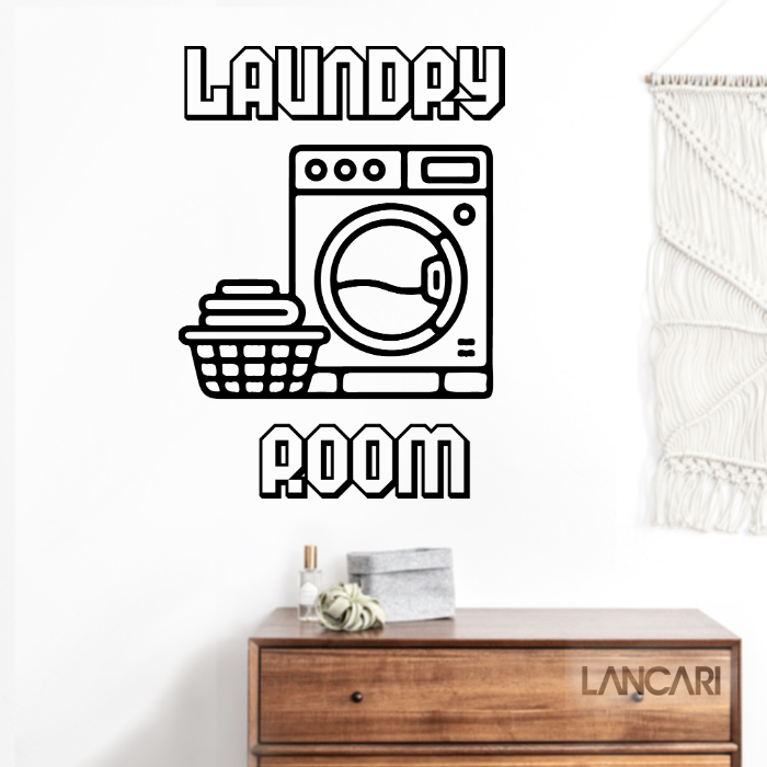 LANCARI Stiker Cutting Laundry Room Icon Mesin Cuci – Stiker Kaca & Dinding Dekorasi Laundry
