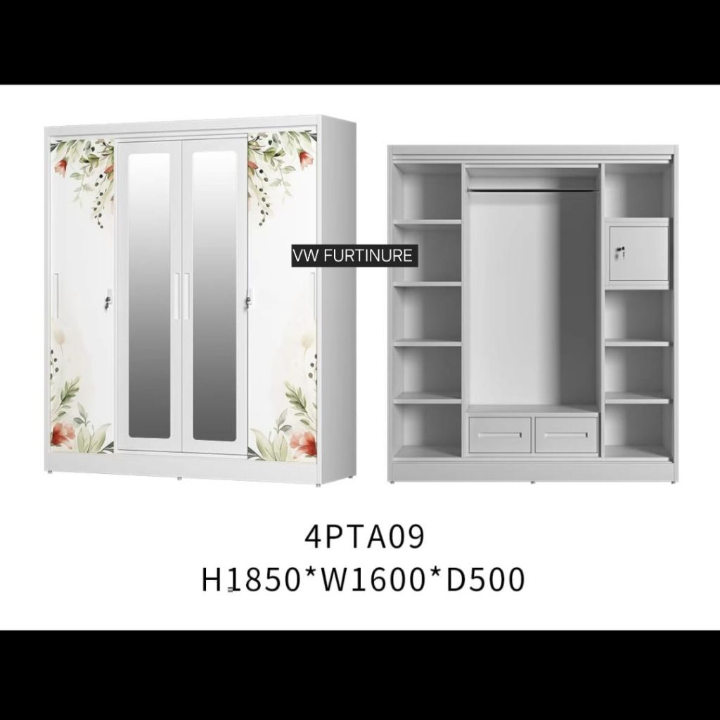 Lemari Pakaian Besi 4 Import - Lemari Besi Pintu Sliding