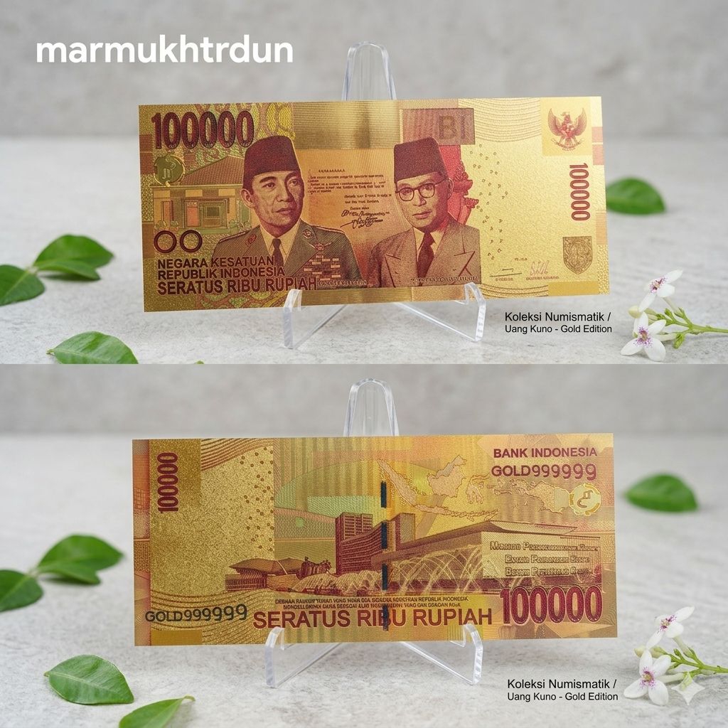 Uang Souvenir 100000 Rupiah Gold Foil Edisi Unik & Elegan