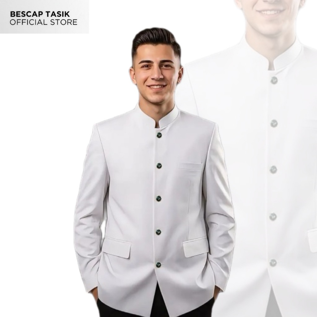 Jasko Putih Polos Jas Koko Pria Jasko Polos Jas Santri Beskap Bapak Original Berkualitas