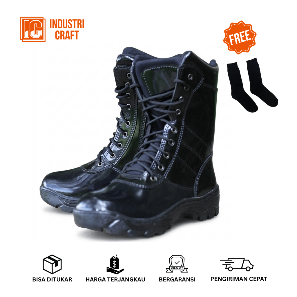 FREE KAOS KAKI Sepatu PDL Jatah Glossy Sepatu PDL TNI Kilap Tanpa Di Semir PDL Dinas Lapangan Kerja 