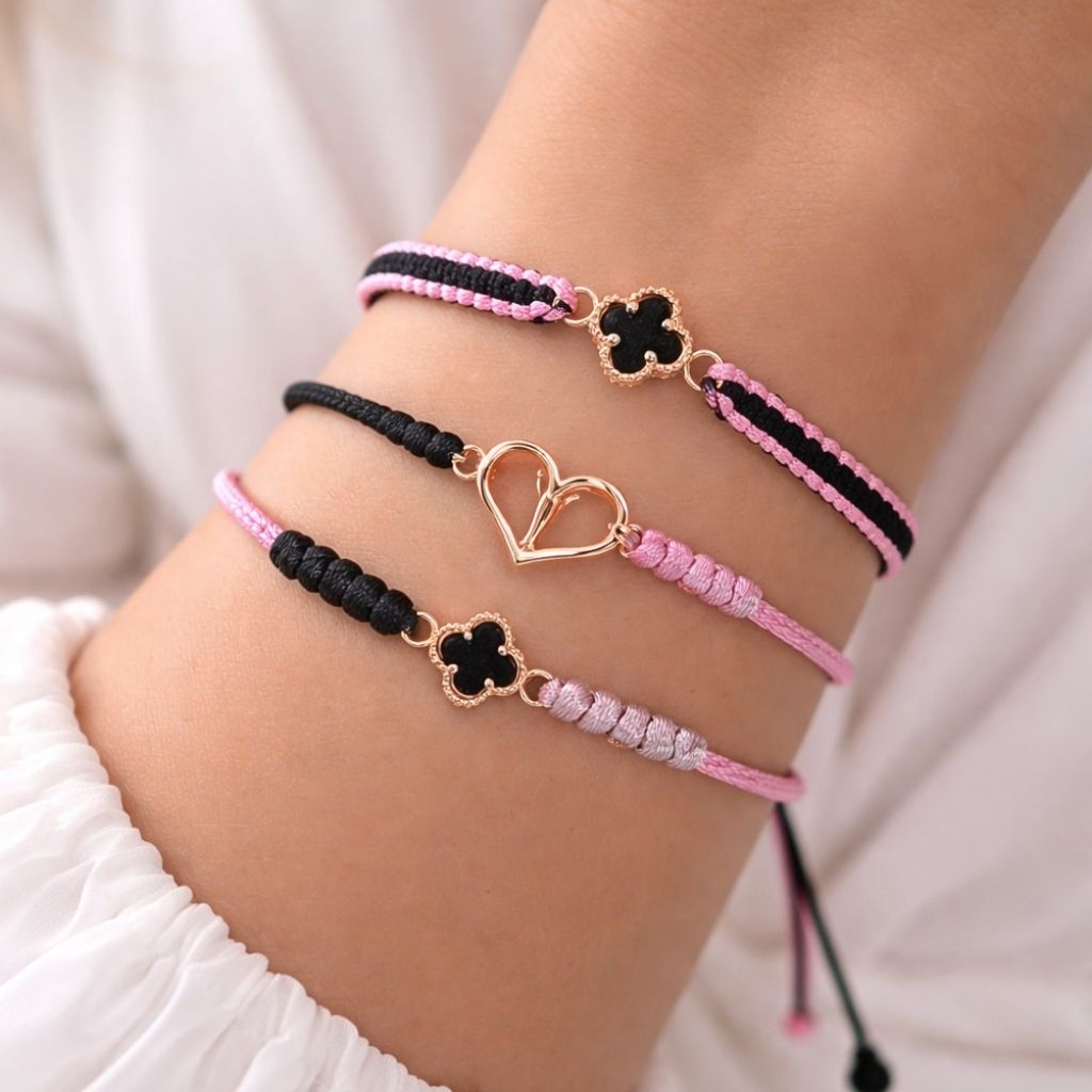 Gelang Emas Tali Pink Black - Toko Emas Gadjah