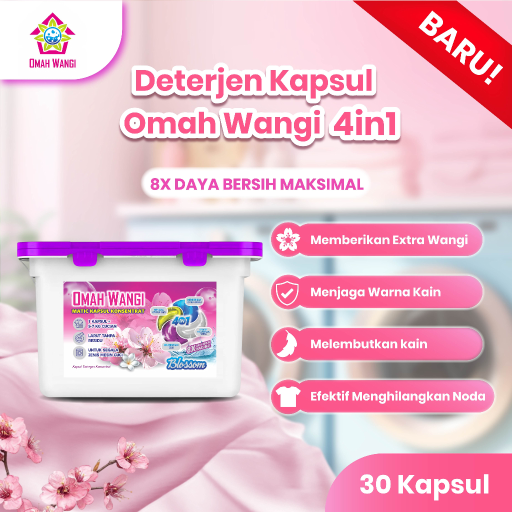 Deterjen Kapsul Omah Wangi Isi 30 Laundry Pods Praktis Sabun Cuci Baju Anti Noda