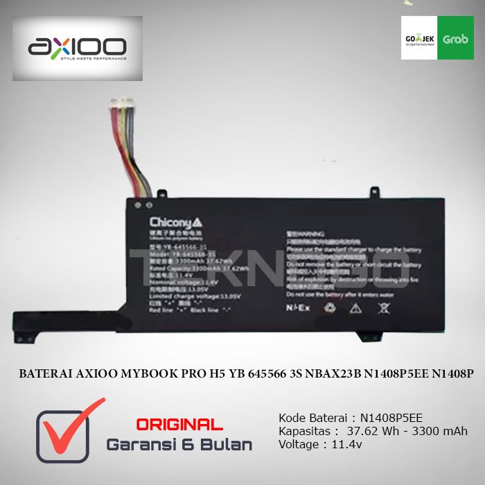 Baterai AXIOO MYBOOK PRO H5 YB 645566 3S NBAX23B N1408P5EE N1408P NBAX21DBNR10P8T NBAX21 NBAX21DB OR