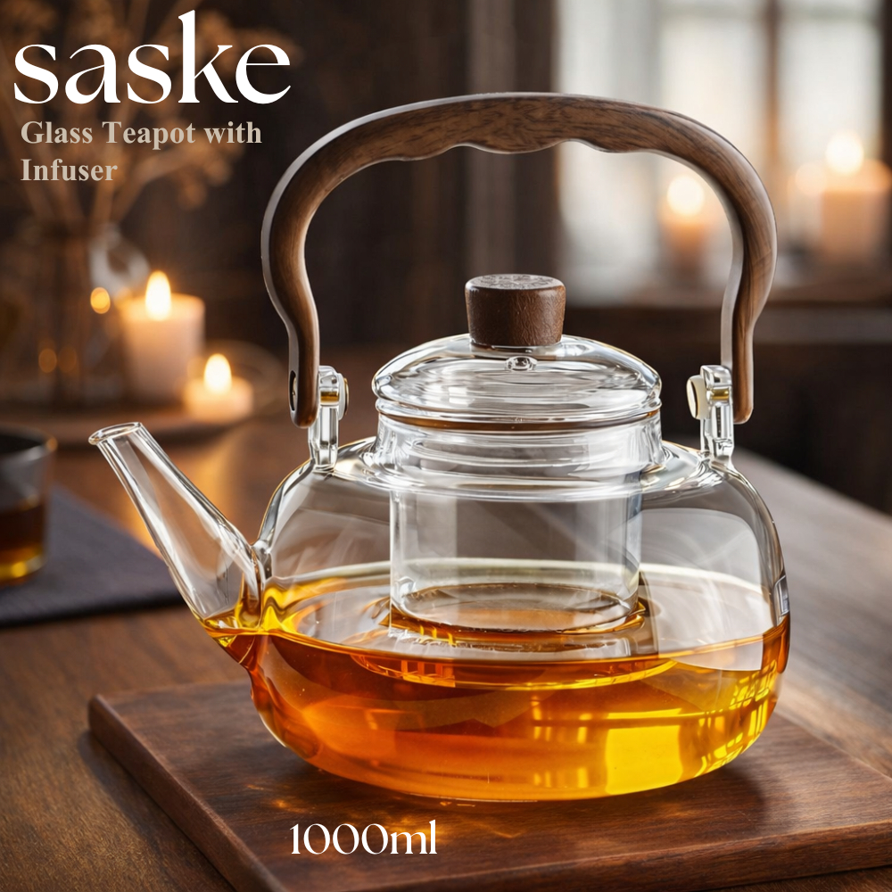 Teko Kaca Tahan Panas Teapot Kaca Saringan Rempah Pitcher Teh Chinese Teapot Ceret Masak Kopi Sasko