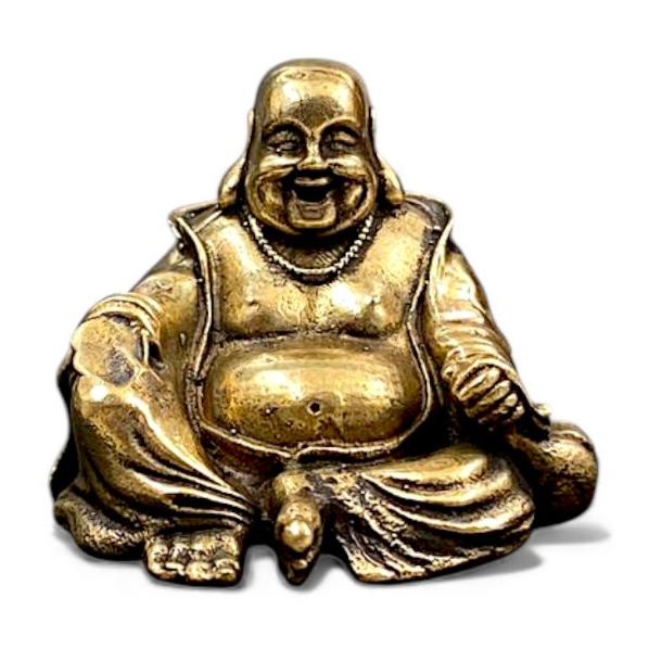 Mini Patung Buddha Tertawa Gendut Bahan Kuningan Ukuran Large ,Dekorasi Rumah Unik dan Menarik
