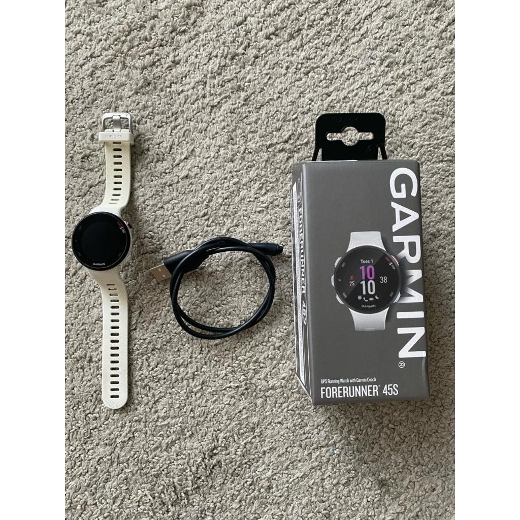 Jam Tangan Garmin Bekas, Forerunner 45S White – Original Second (Full set, Good Condition), Watch Pu