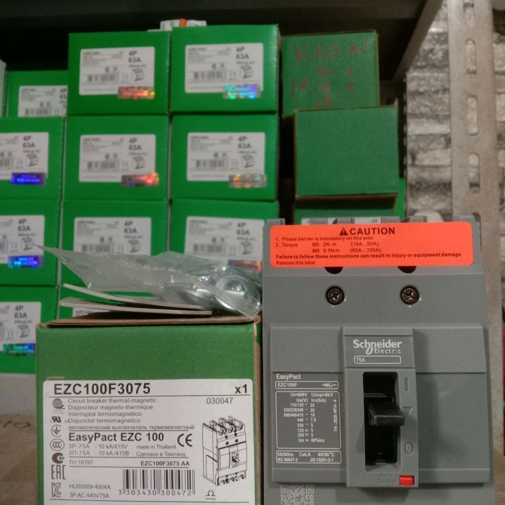 MCCB/BREAKER SCHNEIDER NEW EZC100F 3P 75A SCHNEIDER 75 AMPER