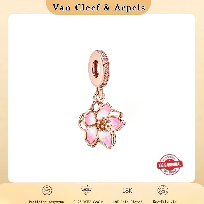 Kalung Wanita PANDORA Fashion Imut Set Liontin Bunga Sakura Liontin Rose Gold/Perak Liontin Rose Gol