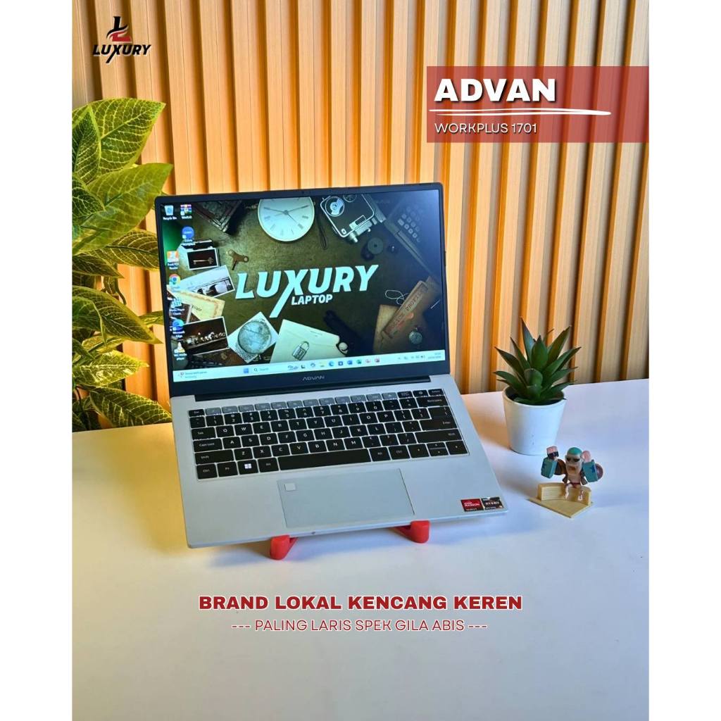 LAPTOP ADVAN WORKPLUS 1701 SLIM AMD RYZEN 5 SSD 512GB RAM 16GB BACKLIGHT FINGERPRINT SECOND