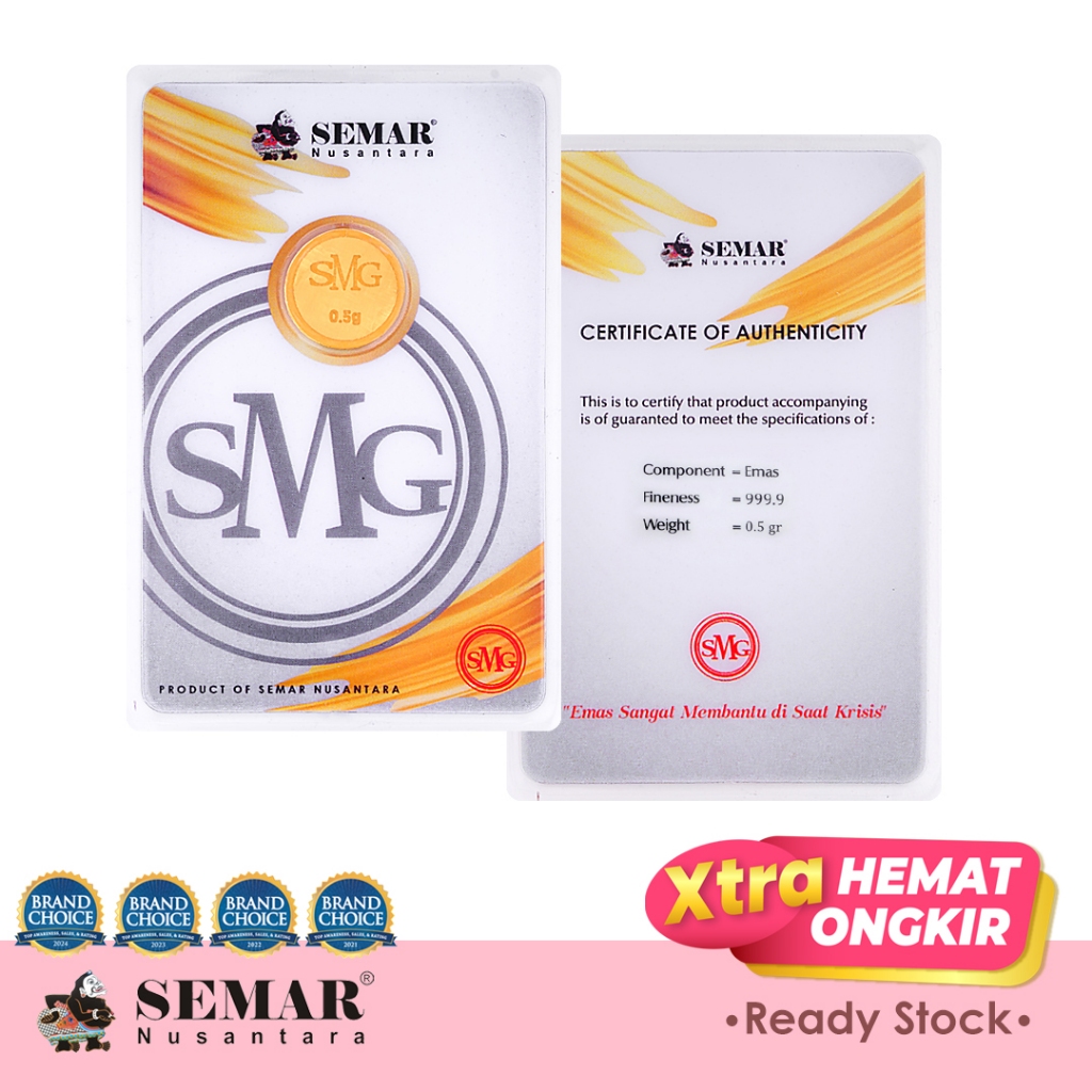 Logam Mulia SMG Gold Press 0.5gram Emas Batangan Semar Nusantara