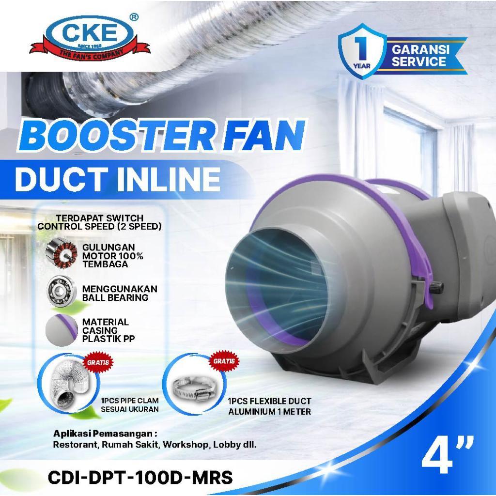Inline Duct Booster Fan Plastik 4" Inch Kipas Hisap Ventilasi 2 Speed