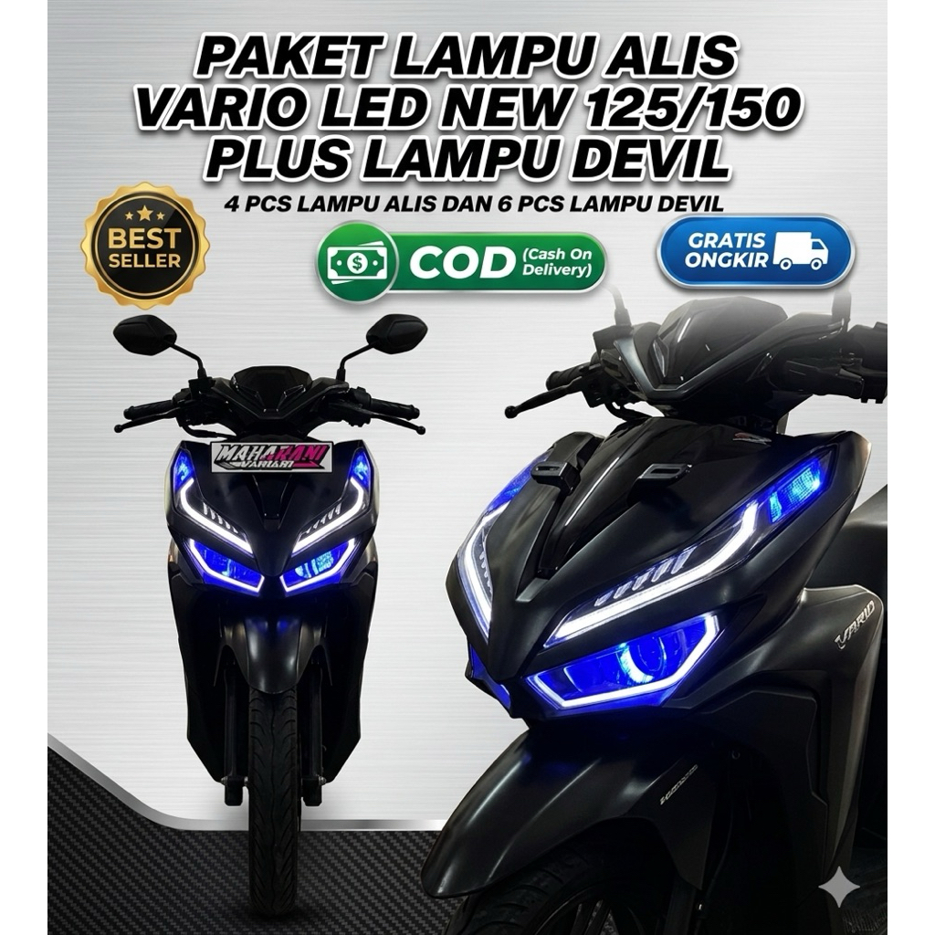 paket lampu alis vario led new 125 / 150 set tinggal pasang 4 pcs lampu alis 6pcs lampu devil