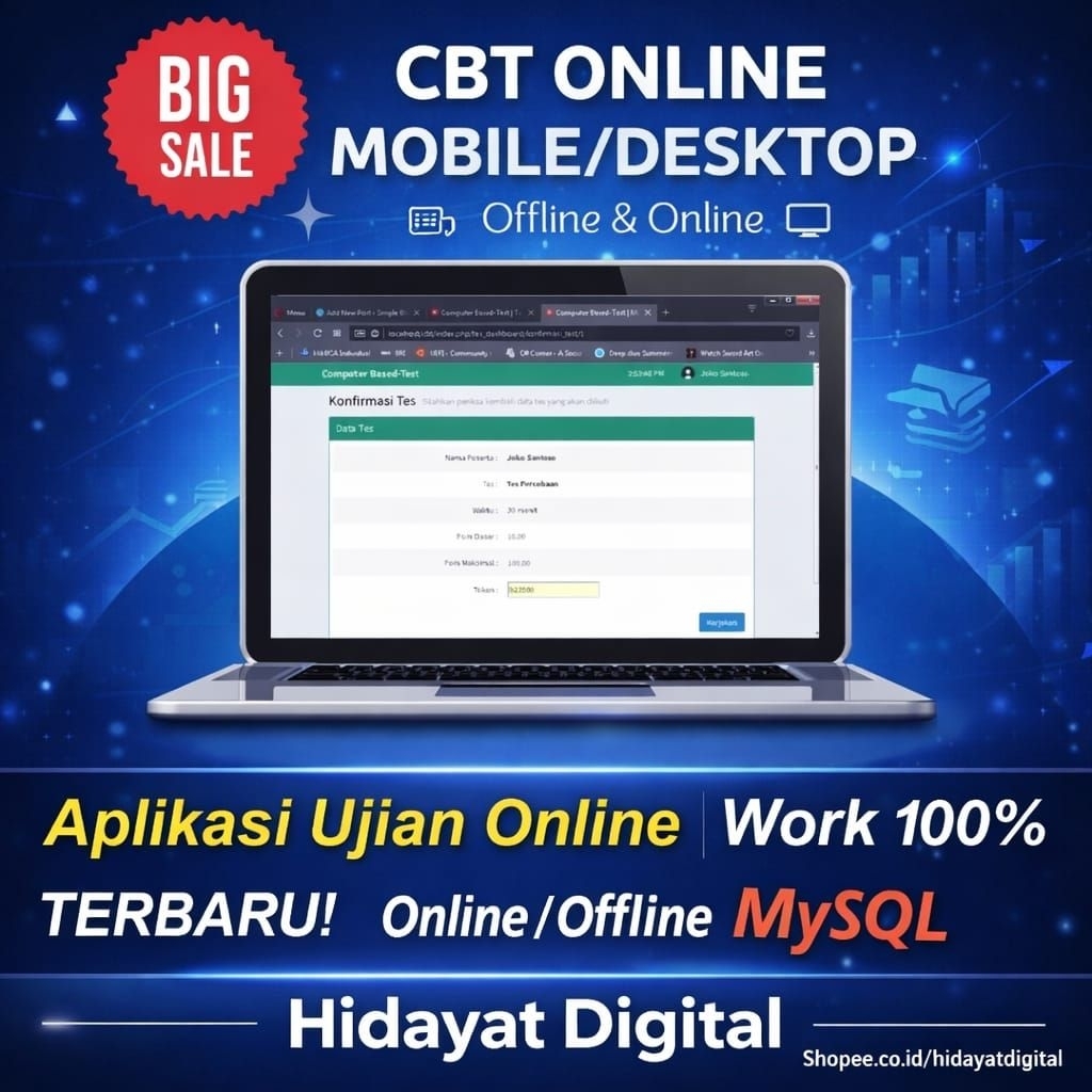 Aplikasi CBT Ujian Online Work 100% online/offline- (bahasa Indonesia)