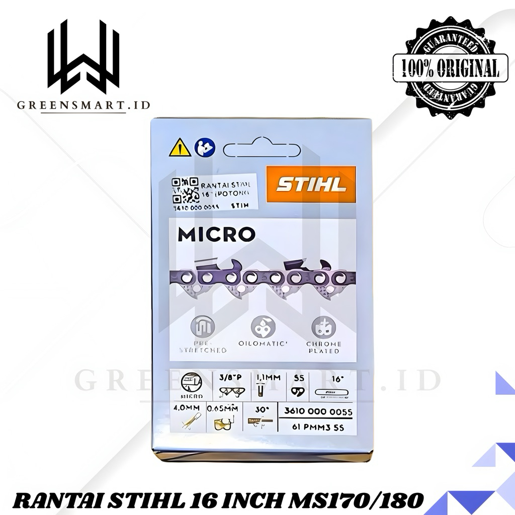 rantai potong chainsaw 16inch 27T 3/8 type bar ms180 27mata